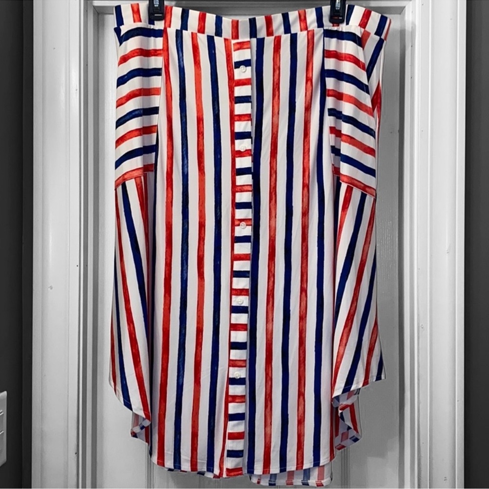 Lane Bryant Striped Crepe Midi Skirt